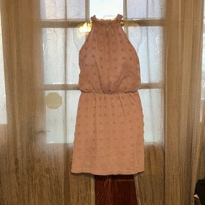 NWOT Mauve Pink nice casual dress,midi, ties around the back of the neck